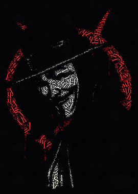 Text Portrait in Red and White