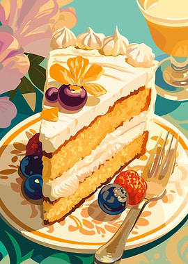 Slice of Cake with Berries