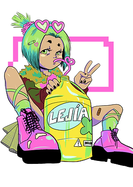 Girl with Lejia and Heart Straw