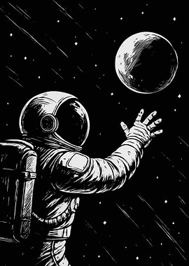 Astronaut reaching for the moon Art