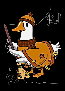 Autumn Goose with Broom and Music