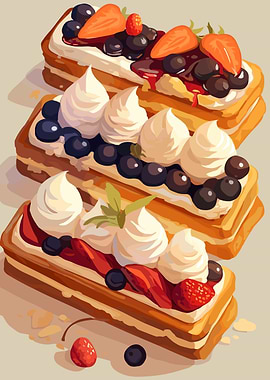 Delicious Berry Tart Pastries with Cream