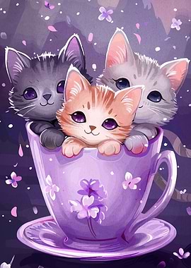 Cute Kittens in a Teacup