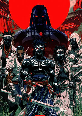 African Samurai Warriors Comic Art