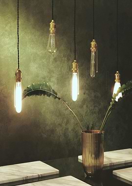 Edison Bulbs and Greenery Still Life