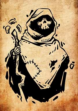 Grim Reaper Illustration with Staff