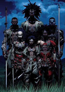 Afro Samurai-inspired futuristic warriors