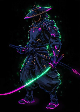 Neon Samurai Warrior