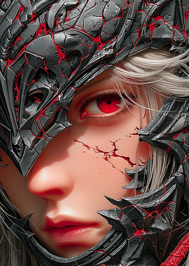 Warrior Woman with Red Eyes