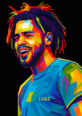 J Cole Colorful Portrait