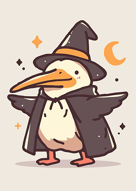 Cartoon Bird in Halloween Costume