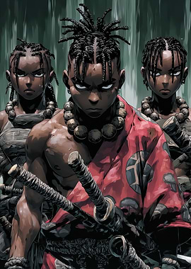 Three Warriors with Swords