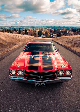 Red Chevrolet Chevelle SS 454