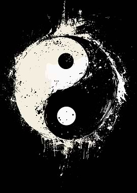 Yin Yang Symbol with Grunge Texture