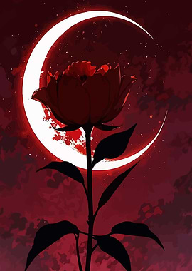 Red Rose and Crescent Moon