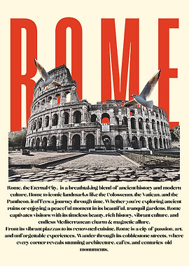 Rome Travel Poster with Colosseum