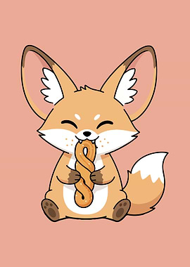 Cute Fox Eating Pastry Illustration