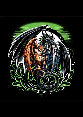 Owl Dragon Hybrid Fantasy Art