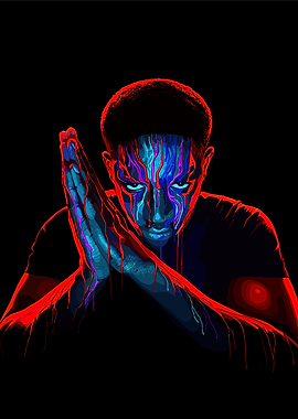 Man with Colorful Face Paint