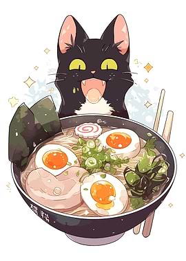Cat and Ramen Bowl