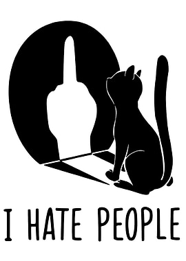 Cat Shadow Middle Finger Silhouette