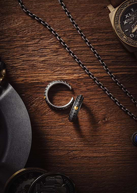 Jewelry Set on Wooden Surface