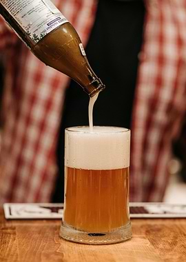 Beer Pouring into Glass