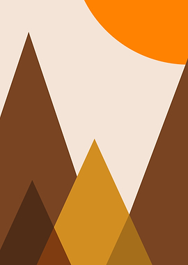 Minimalist Mountain Landscape with Sun