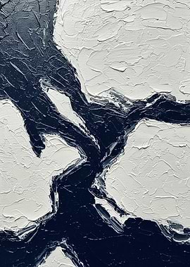 Abstract Navy and White Textured Painting