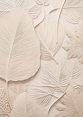 Creme Relief Leaves Pattern