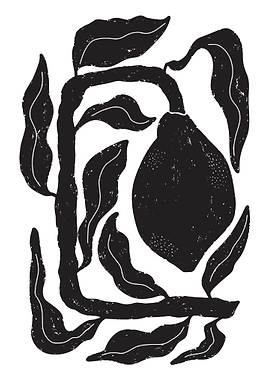 Black and White Pear Illustration