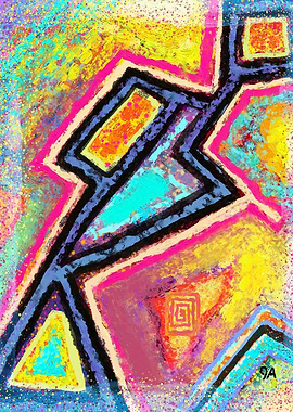 Abstract Geometric Painting with Vibrant Colors - Creative Chaos In Composition