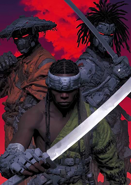 Cyberpunk Samurai Warriors with Swords
