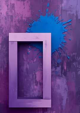 Abstract Frame with Blue Paint Splatter