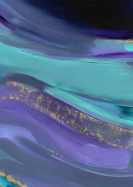 Abstract Painting with Teal and Purple