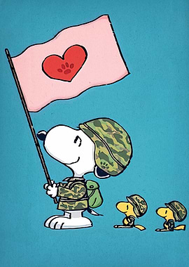 Snoopy and Woodstock Military Cartoon