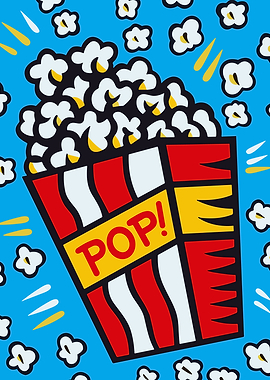 Popcorn Illustration with Red and White Stripes
