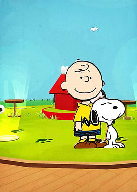 Charlie Brown and Snoopy Cartoon Scene
