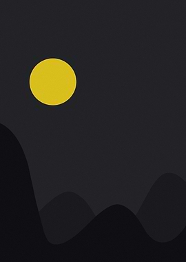 Minimalist Night Landscape with Moon