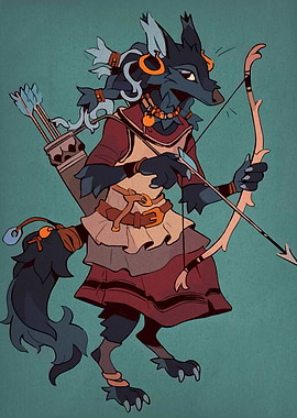 Anthropomorphic Wolf Archer Illustration