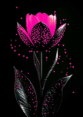 Pink and Black Floral Abstract