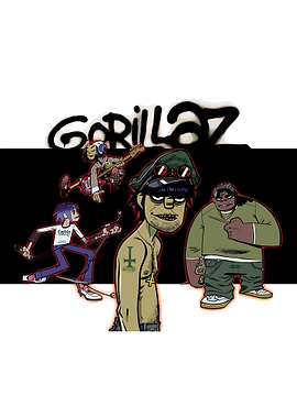 Gorillaz band cartoon illustration
