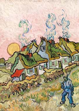 Thatched Cottages at Cordeville by Van Gogh