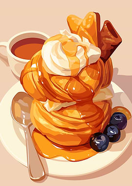 Delicious Pastry with Cream and Blueberries