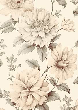 Floral Art Beige Flowers
