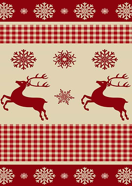 Christmas Reindeer and Snowflake Pattern