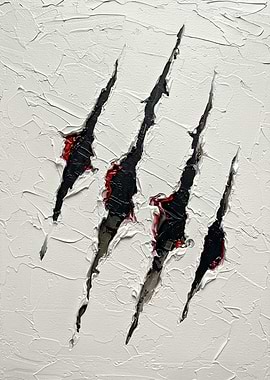 Abstract Claw Marks on White Texture