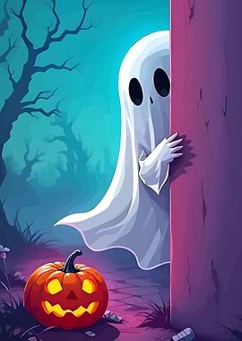 Halloween Ghost and Pumpkin