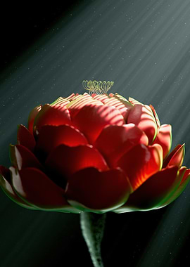 Red Flower with Light Rays