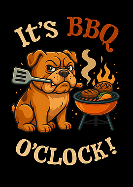It's BBQ O'Clock Bulldog Illustration